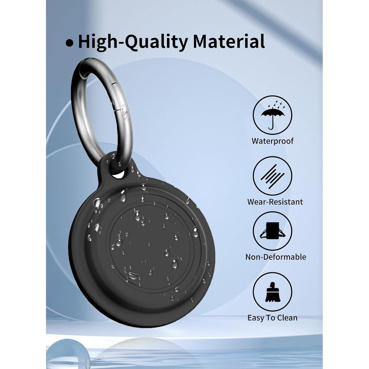 Funda de Silicona Aowoka para Air Tag - Protección Antigolpes Negra (4 Pzs)