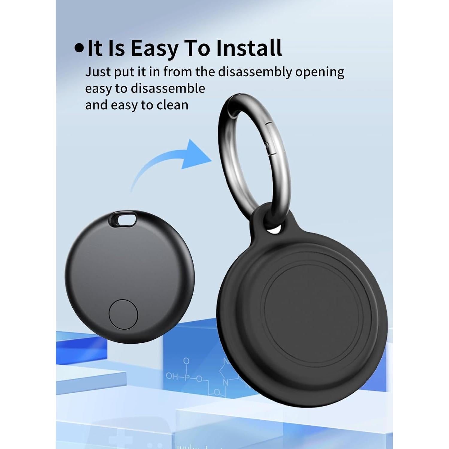 Funda de Silicona Aowoka para Air Tag - Protección Antigolpes Negra (4 Pzs)