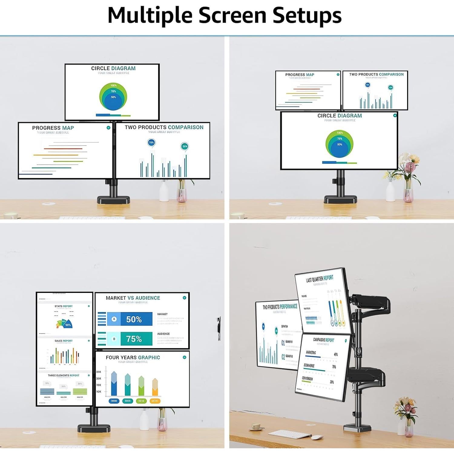 MOUNTUP Soporte Triple para Monitores 32" hasta 8 kg