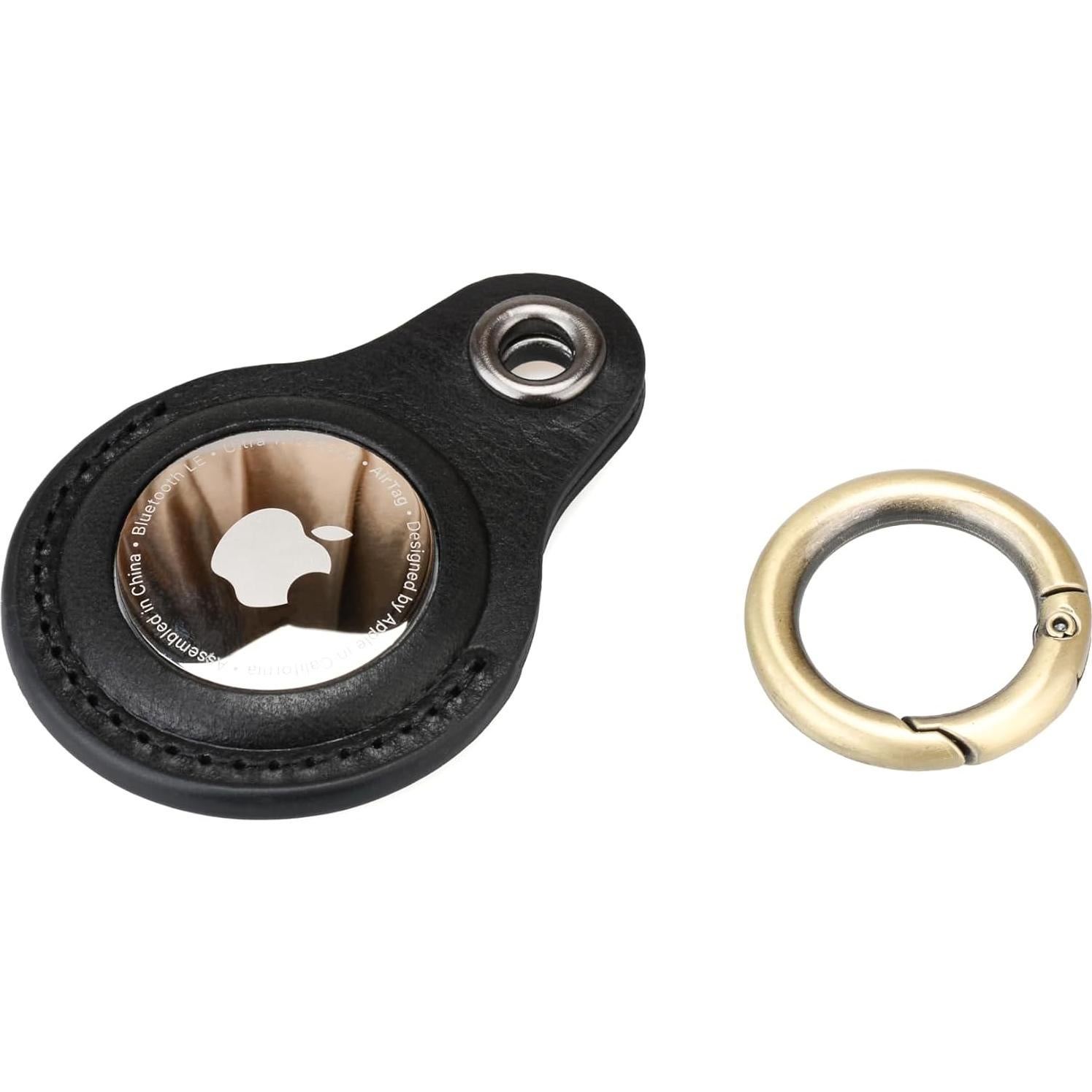 Funda de Cuero Genuino para Airtag Apple - Negro