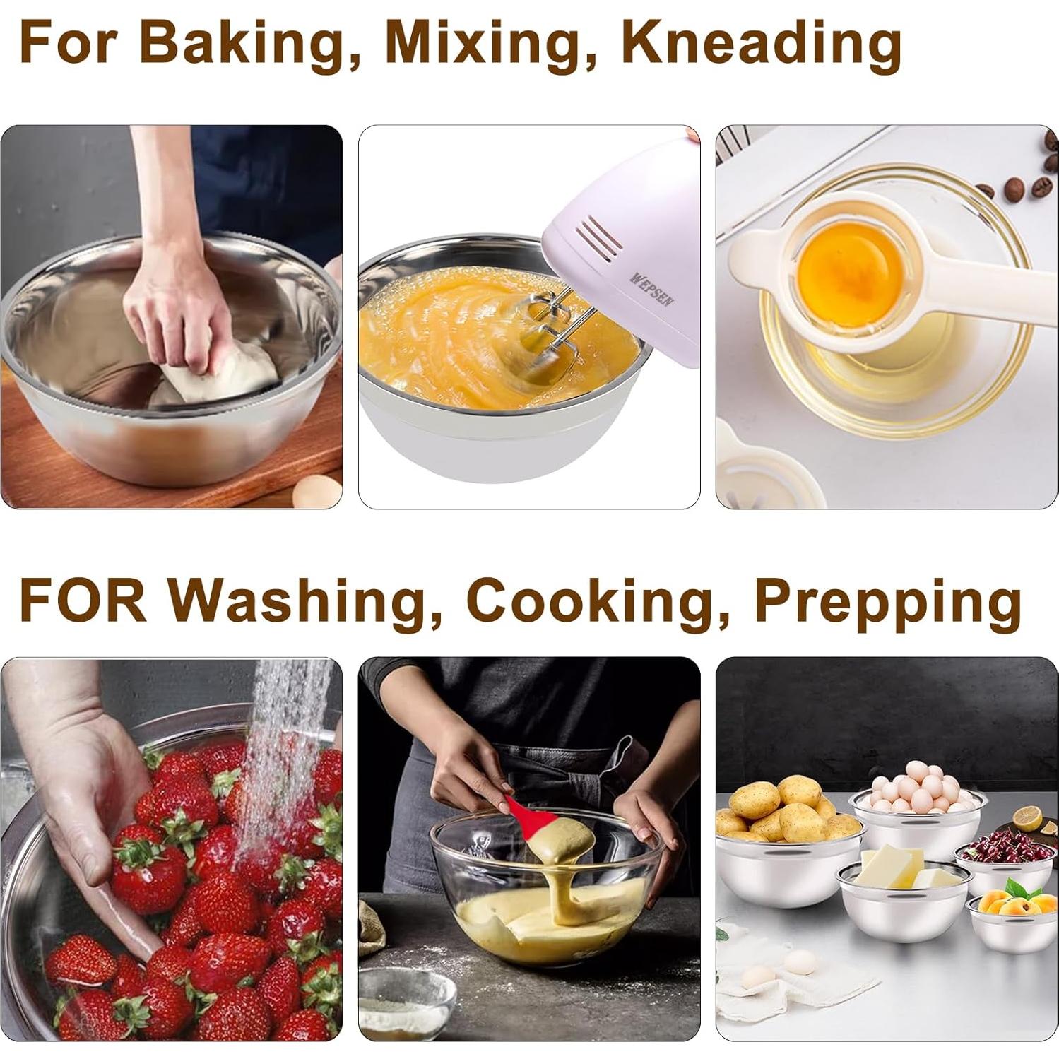 Batidora de Mano WEPSEN MD200W 5 Velocidades + Cuencos 6.63L