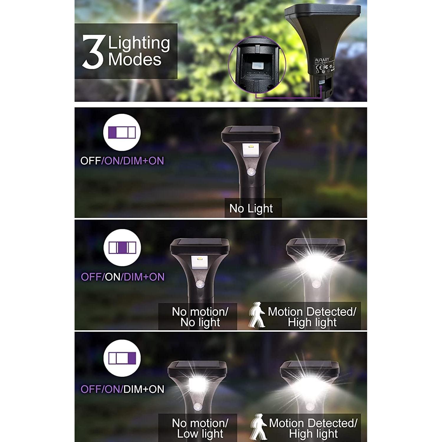 Luces de Camino Solar AURAXY con Sensor de Movimiento 4 Pzas