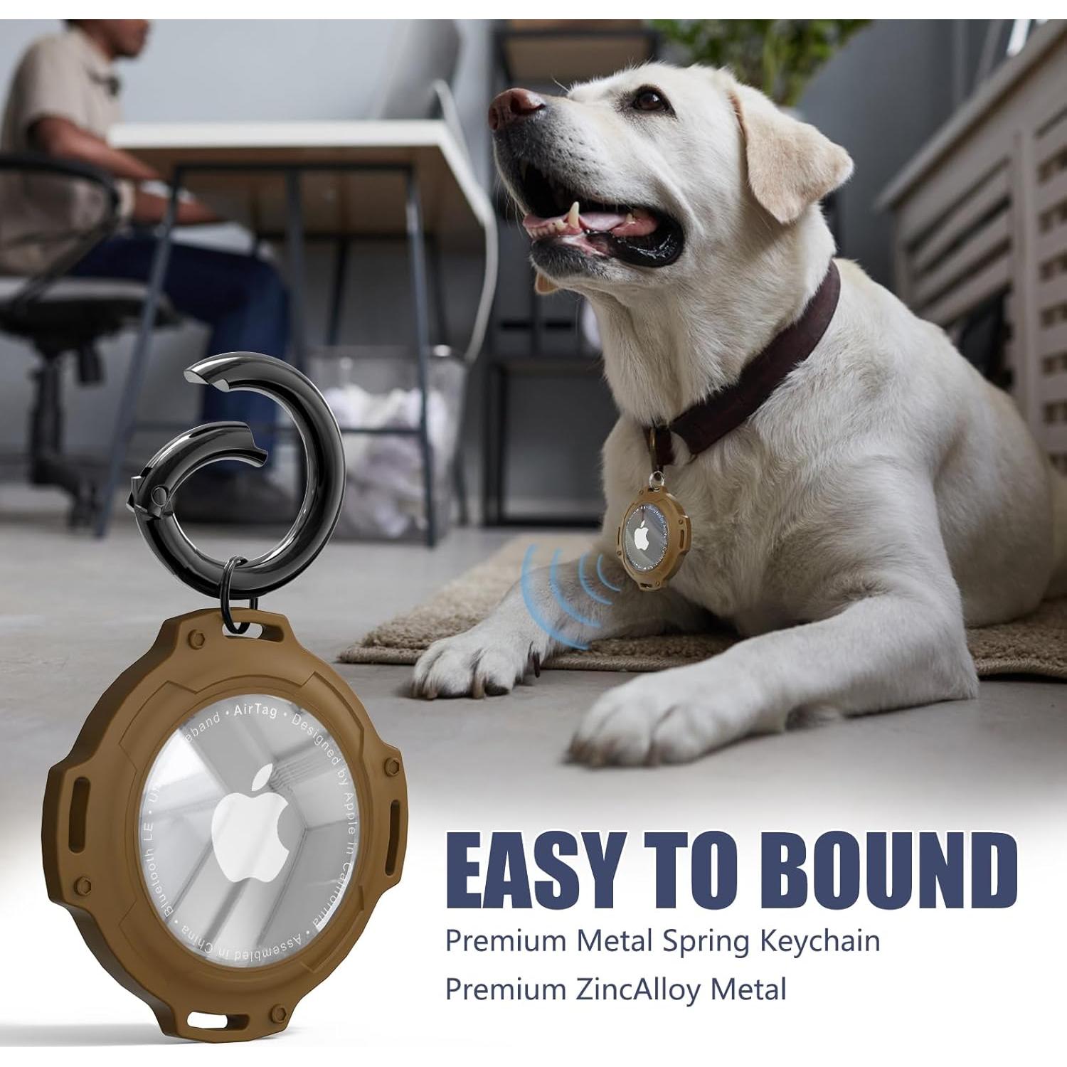 Inesore IPX8 Waterproof AirTag Holders Keychain for Apple AirTag,with Transparent Cover Air Tag Case,Key Ring,Chain, and Compatibility with GPS Item Finders - Essential Accessory(Brown)