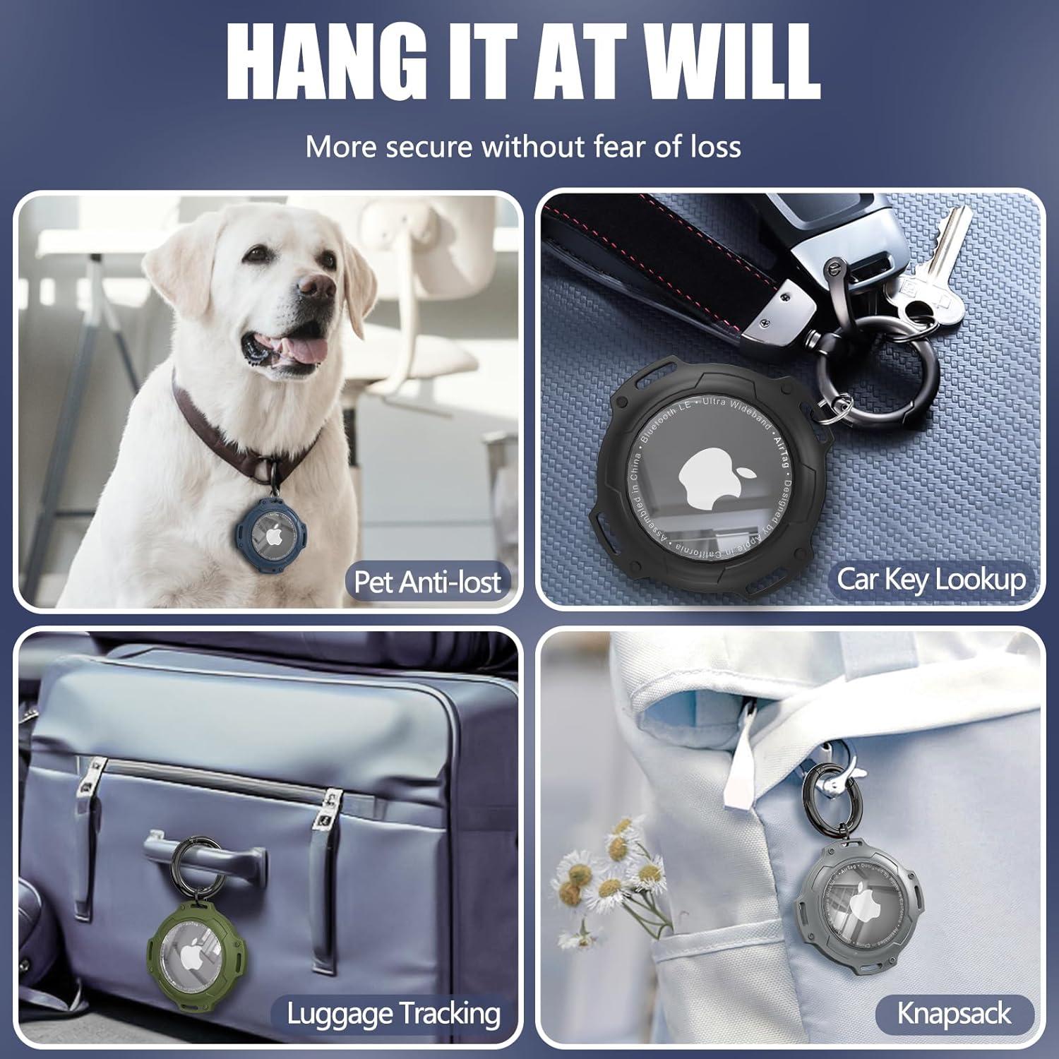 Inesore IPX8 Waterproof AirTag Holders Keychain for Apple AirTag,with Transparent Cover Air Tag Case,Key Ring,Chain, and Compatibility with GPS Item Finders - Essential Accessory(Brown)