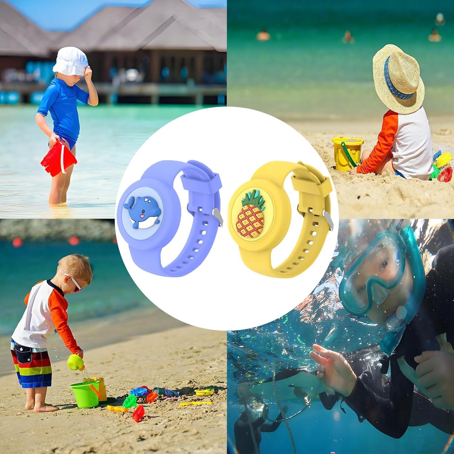 Pulsera de Silicona ANNUOZE para Air Tag Niños Rosa Delfín