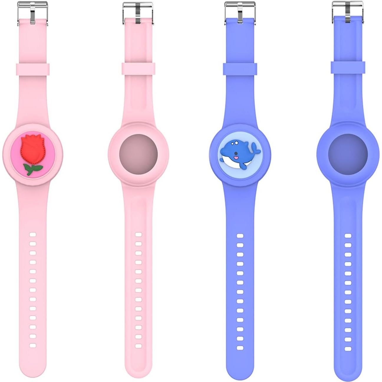 Pulsera de Silicona ANNUOZE para Air Tag Niños Rosa Delfín