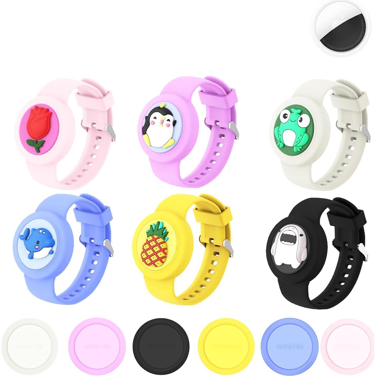 Pulsera de Silicona ANNUOZE para Air Tag Niños Rosa Delfín