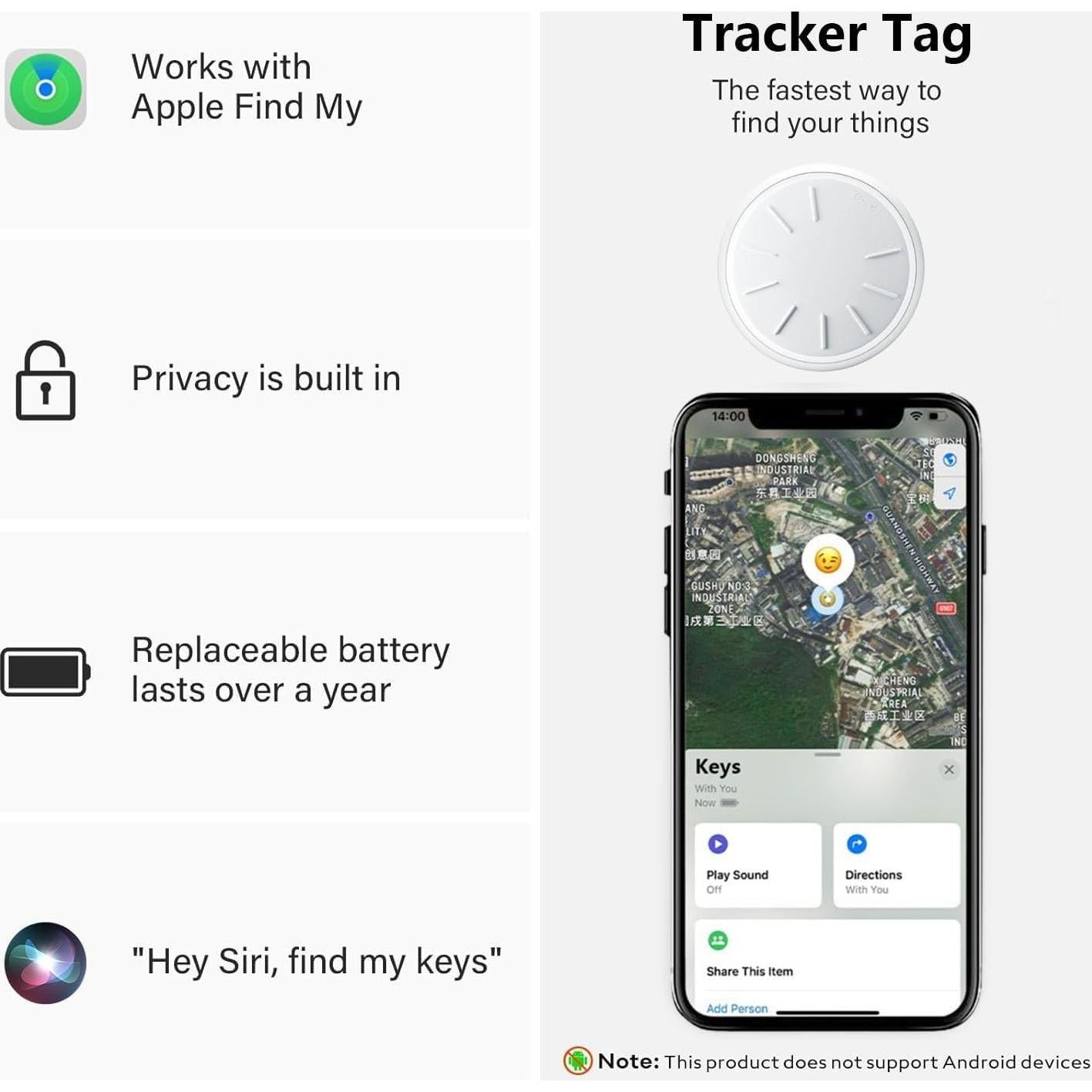 Localizadores Bluetooth ZITTZ 2 Pack para iOS - Etiquetas de Rastreo