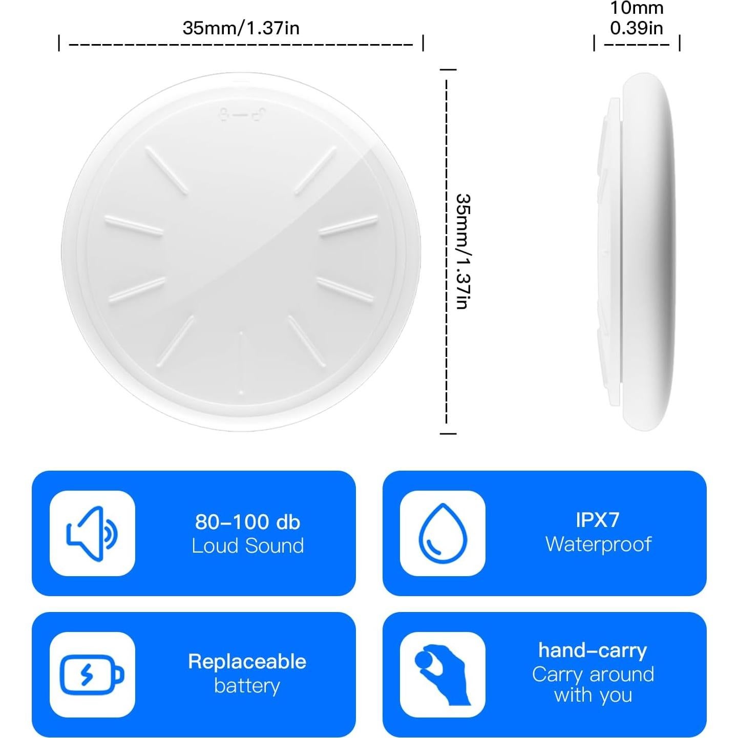 Localizadores Bluetooth ZITTZ 2 Pack para iOS - Etiquetas de Rastreo