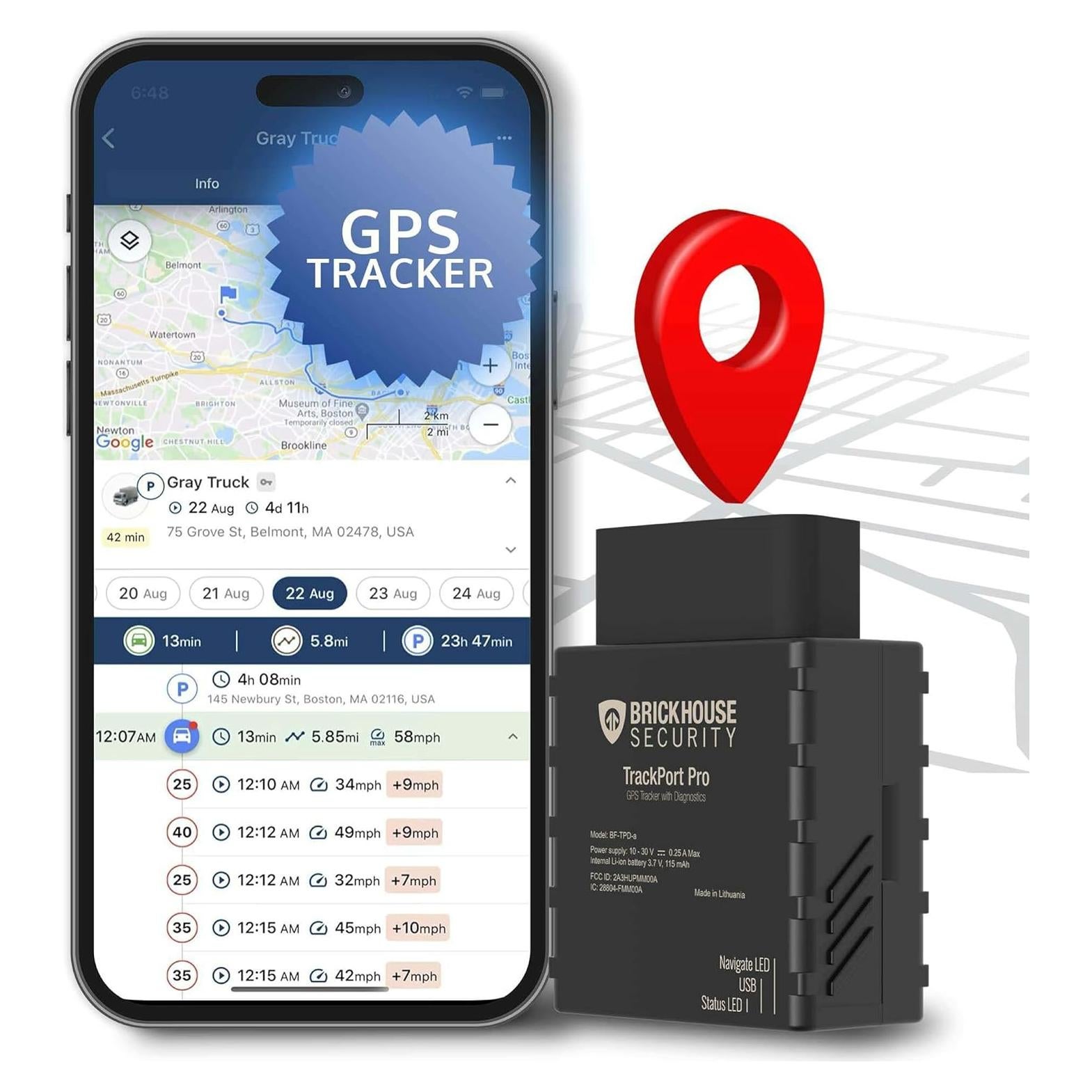 Rastreador GPS Brickhouse Security TrackPort Pro OBD-II