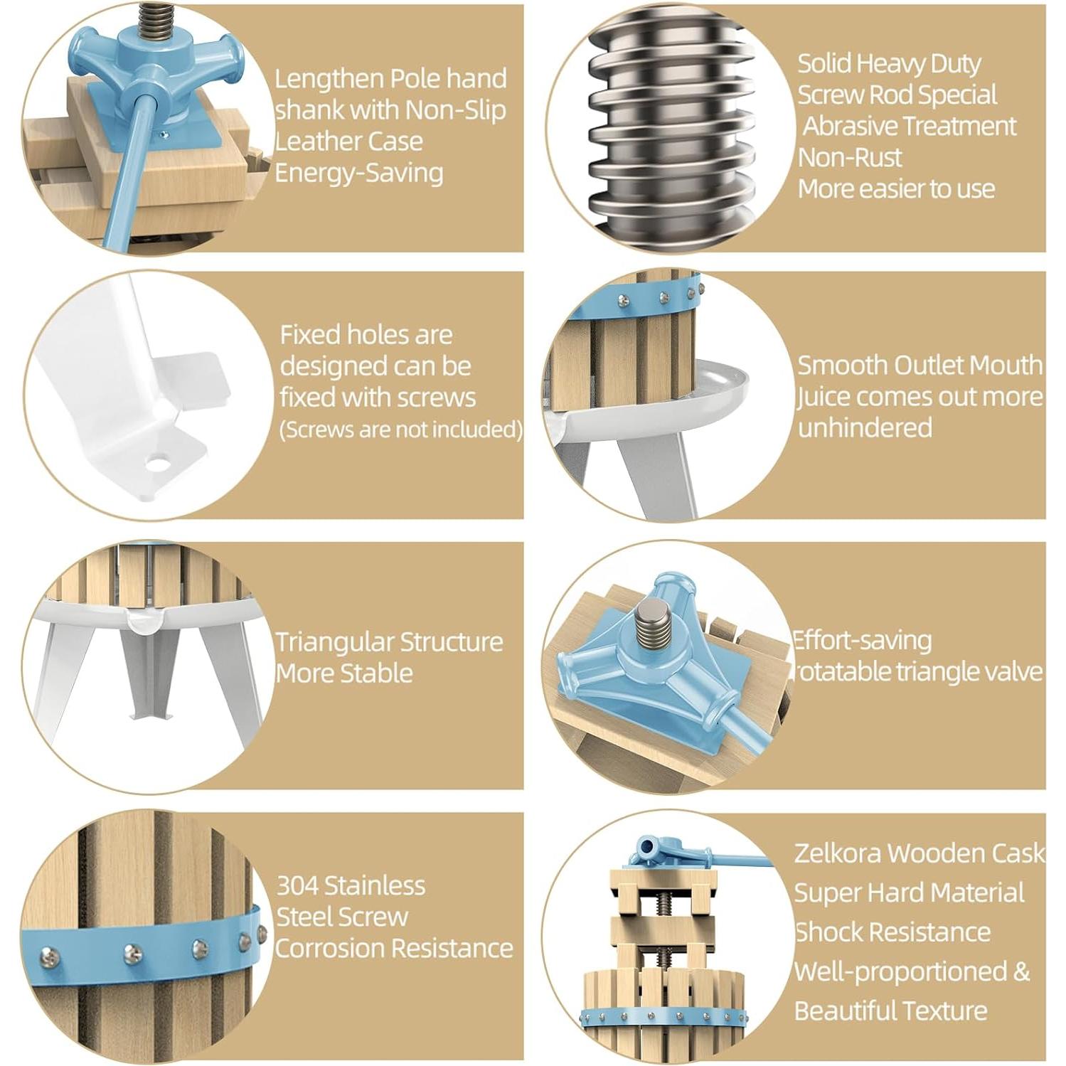 Prensa de Sidra SQUEEZE master 18L Azul - Prensador Manual