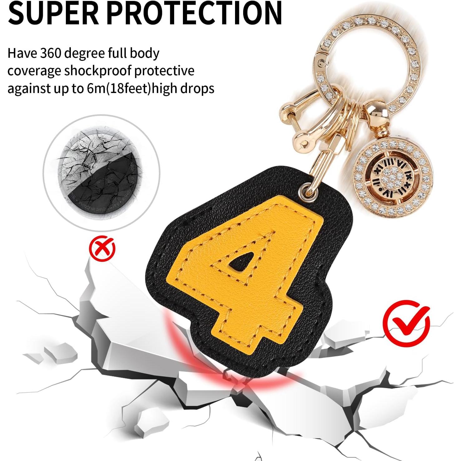 Funda de cuero para AirTag ZZBBFDJY con llavero metálico