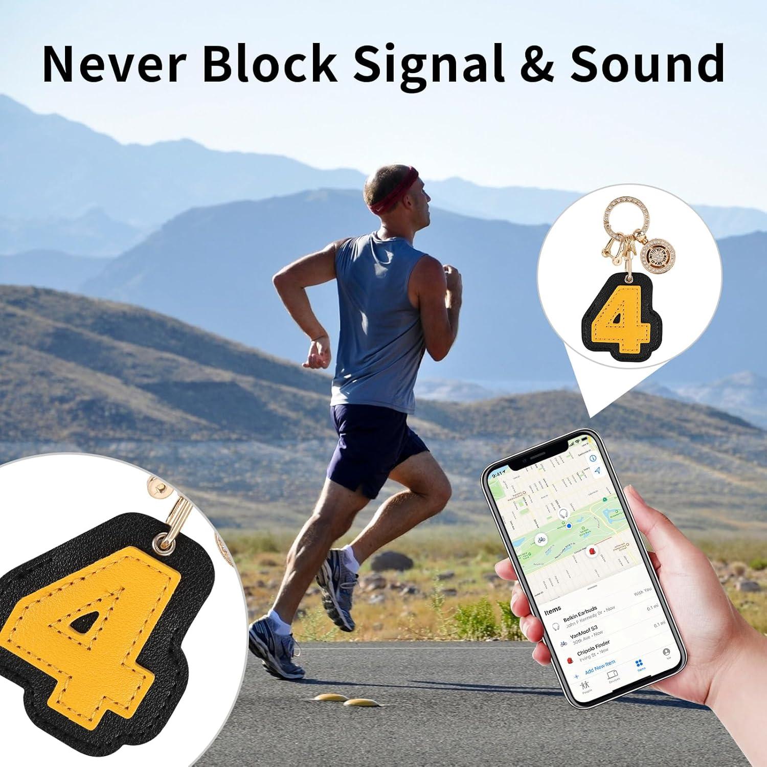 Funda de cuero para AirTag ZZBBFDJY con llavero metálico