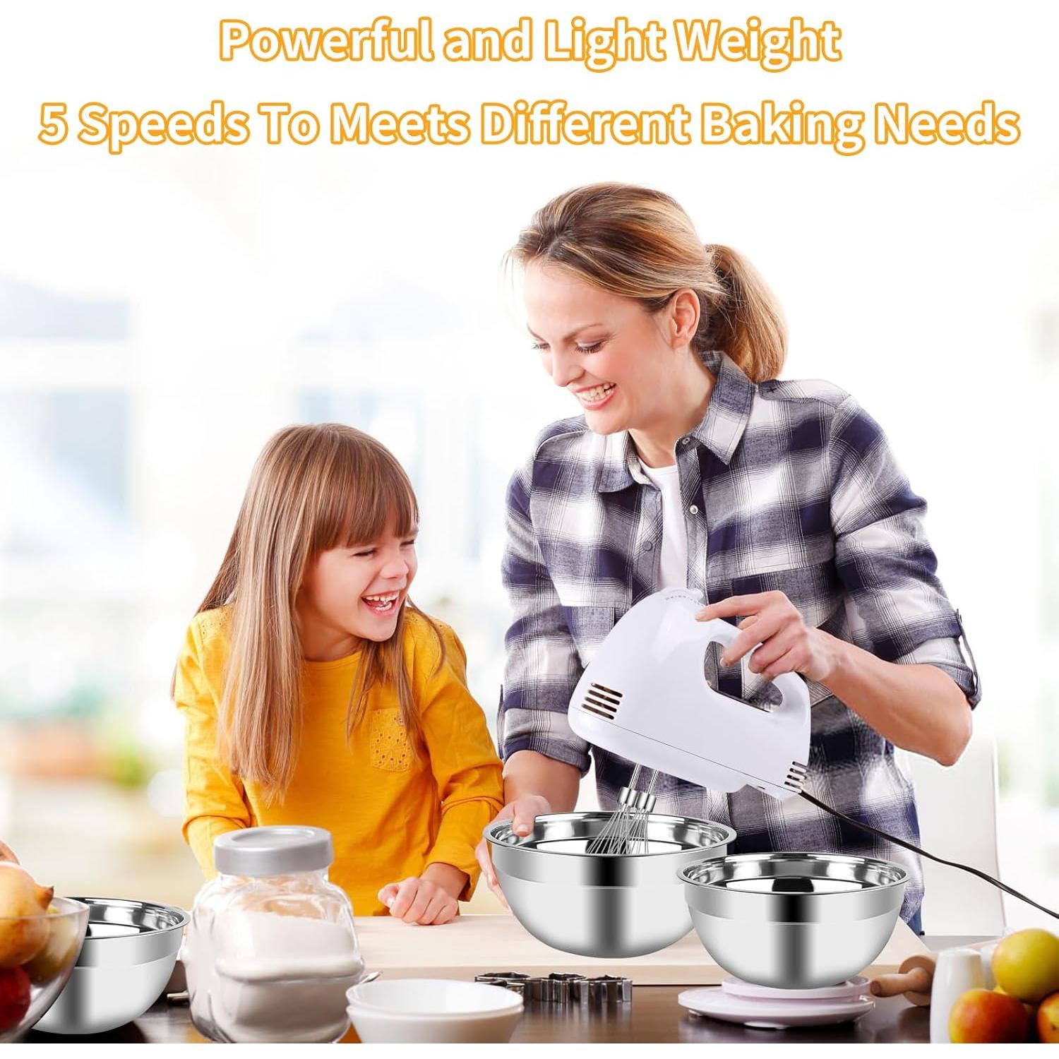 Batidora de Mano WEPSEN MX200 200W 5 Velocidades + Cuencos