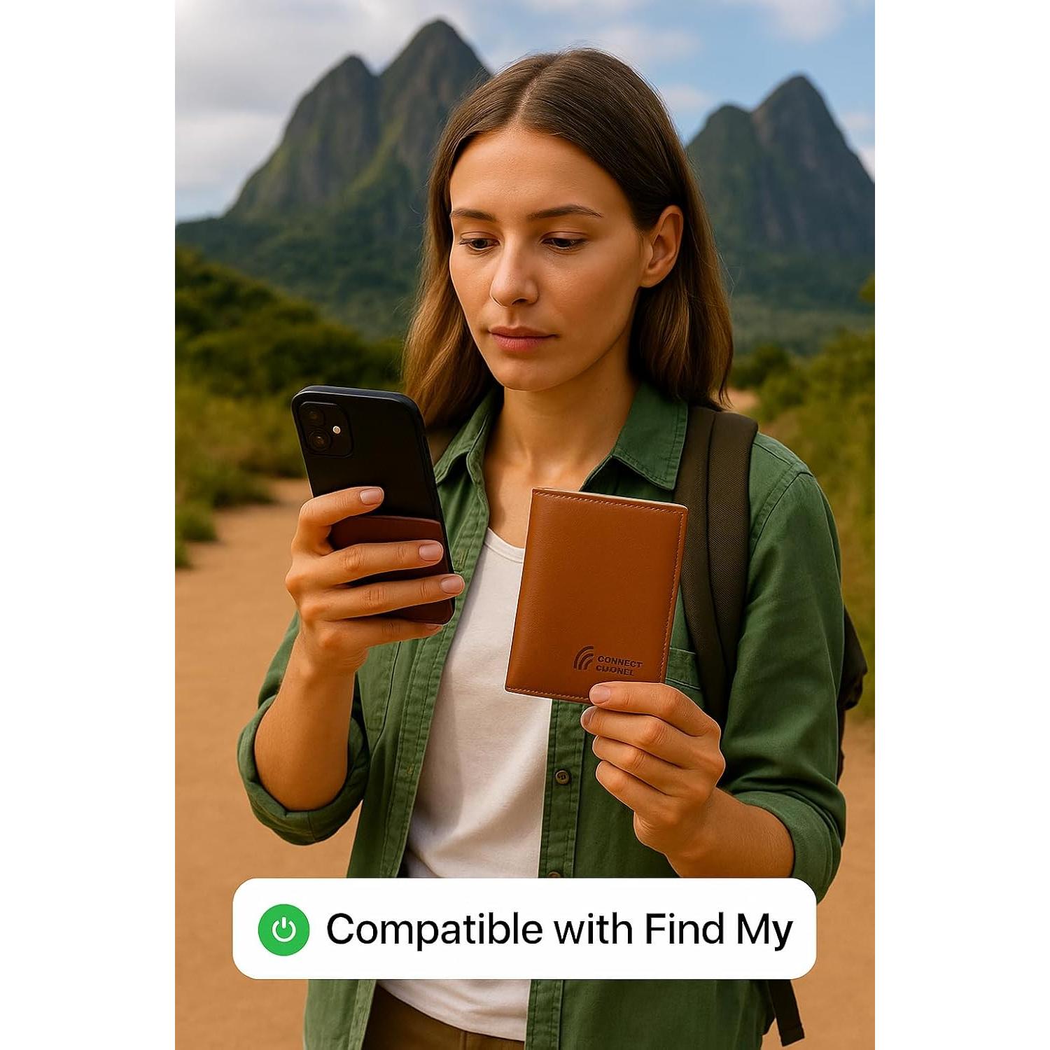 Rastreador de Cartera P045 Apple Find My 100dB Marrón