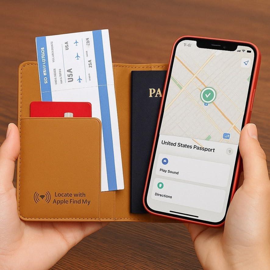 Rastreador de Cartera P045 Apple Find My 100dB Marrón