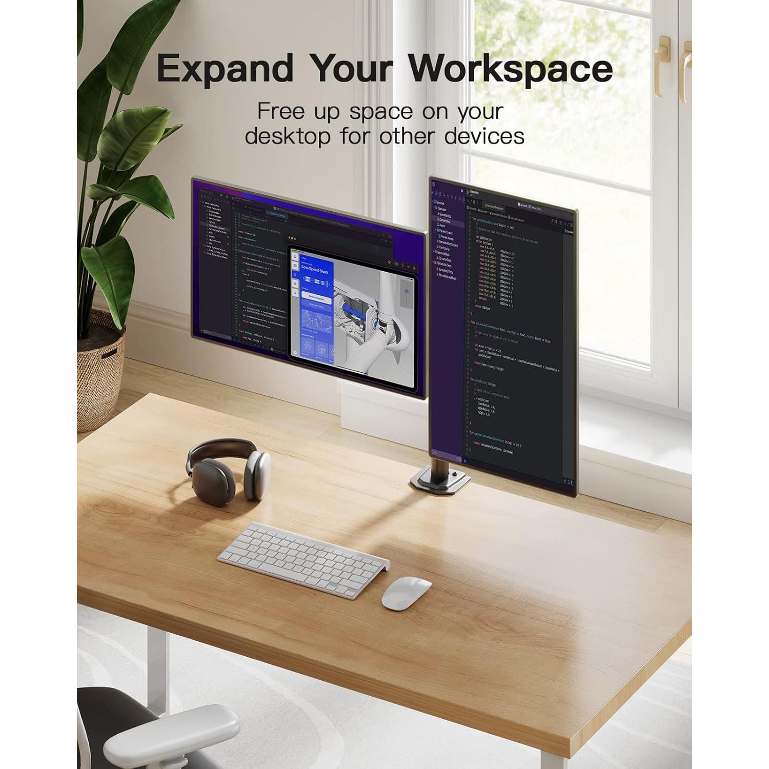 Soporte Doble de Monitor HUANUO HNCM7 Ajustable 2 Monitores