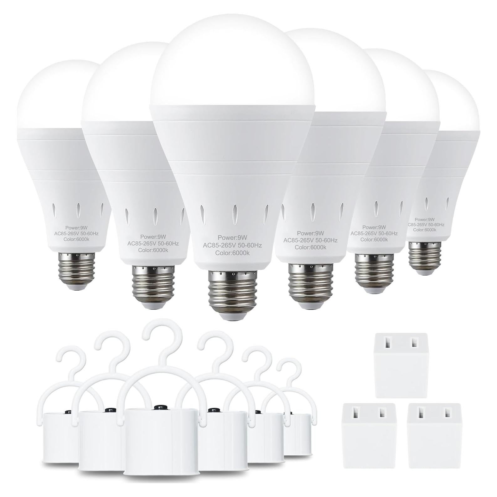 Paquete de 6 Bombillas LED Recargables DEBAOBULB 6000K E26