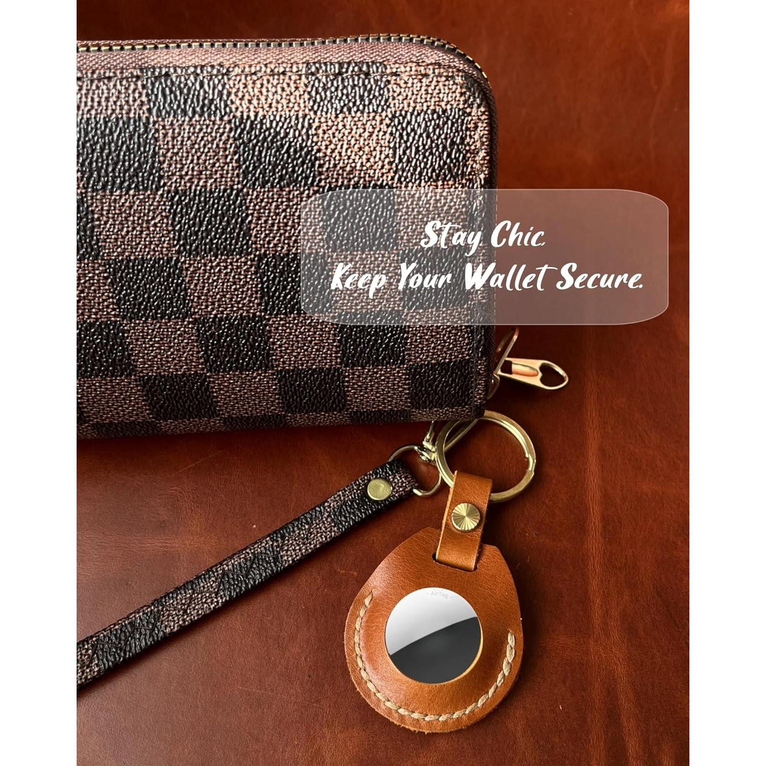 Soporte de llavero de cuero HOMEYEAH para Airtag Miel