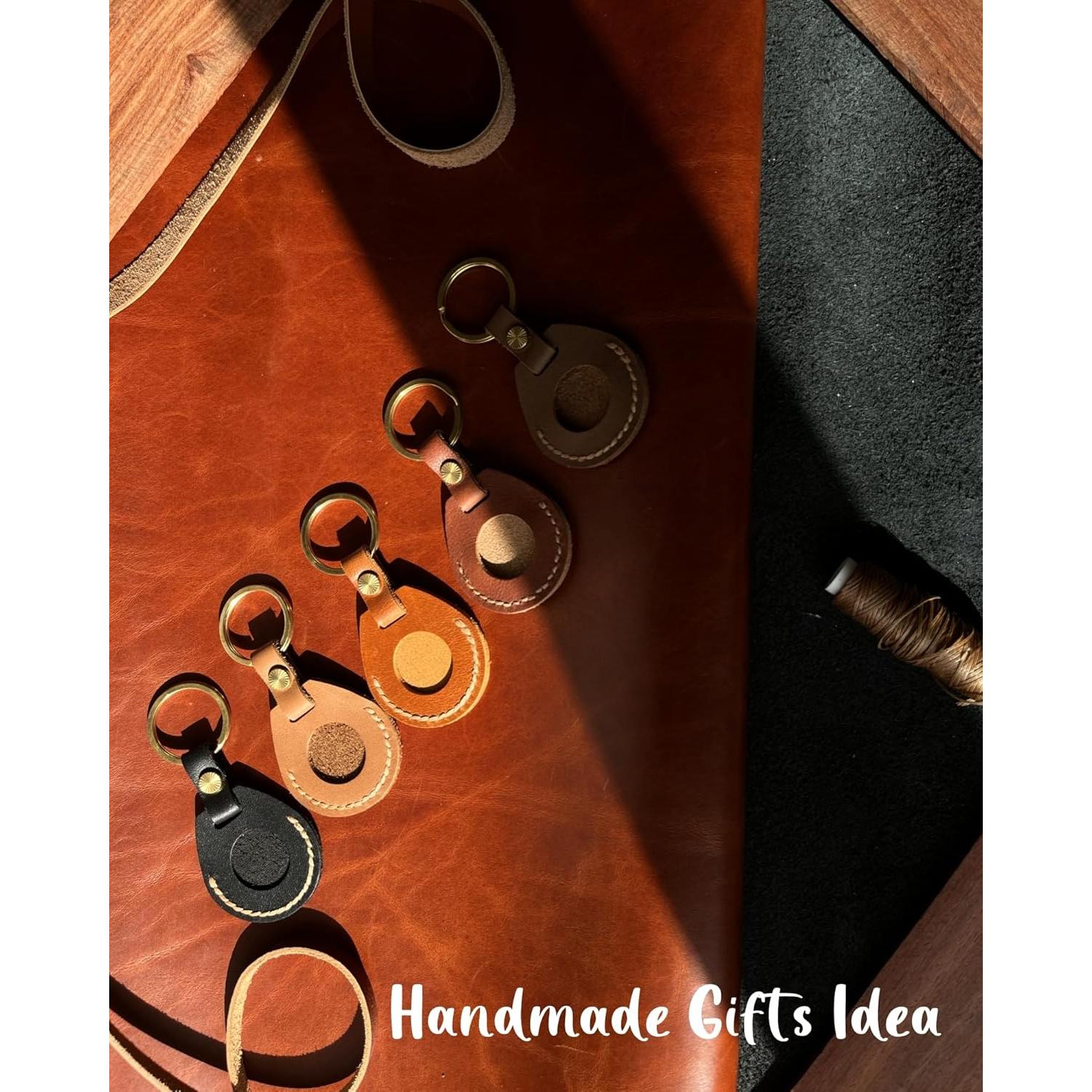 Soporte de llavero de cuero HOMEYEAH para Airtag Miel