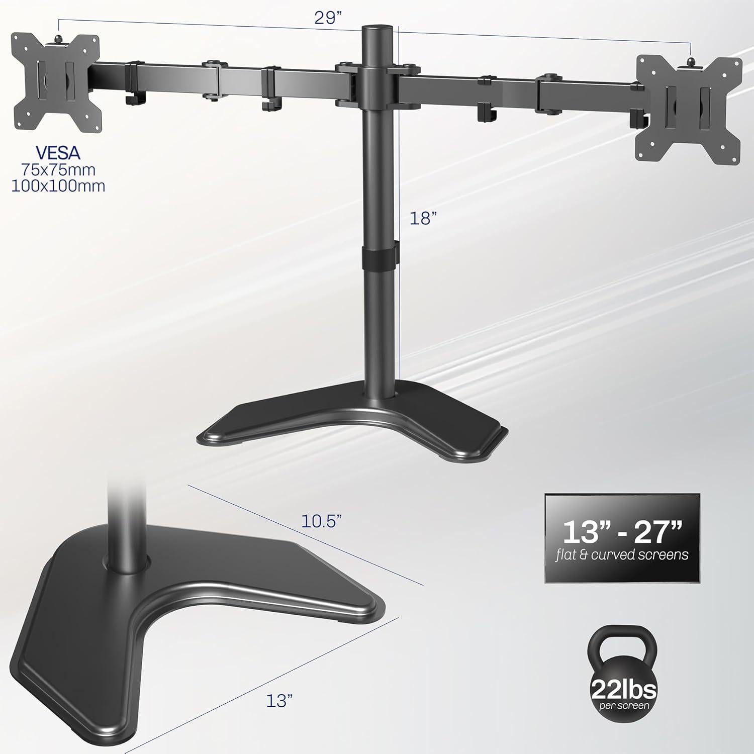 Soporte Doble VIVO STAND-V002F para 2 Monitores 27"
