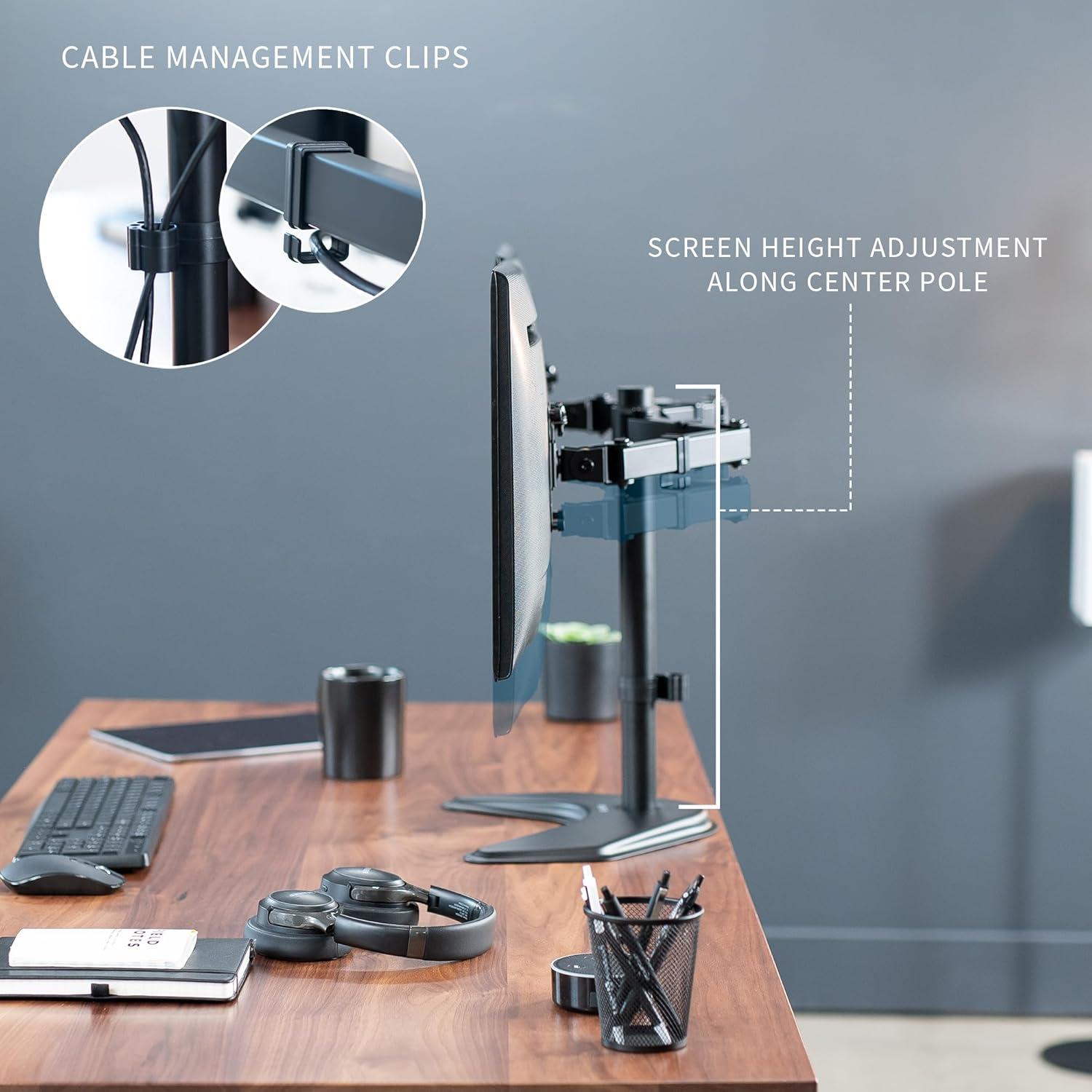 Soporte Doble VIVO STAND-V002F para 2 Monitores 27"