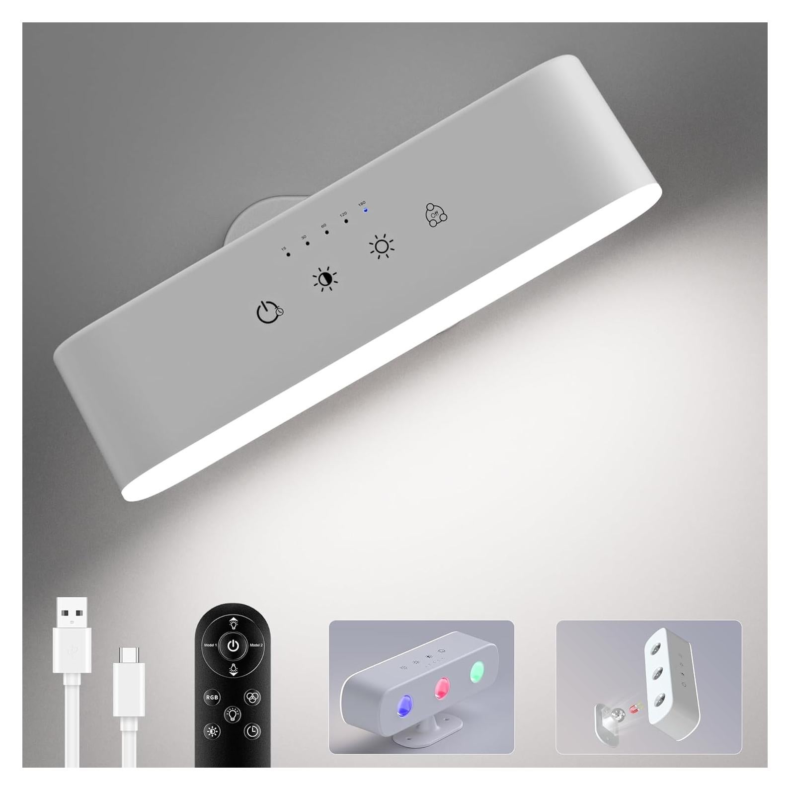 Aplique de Pared Comzler LED Recargable 3 Colores 360°