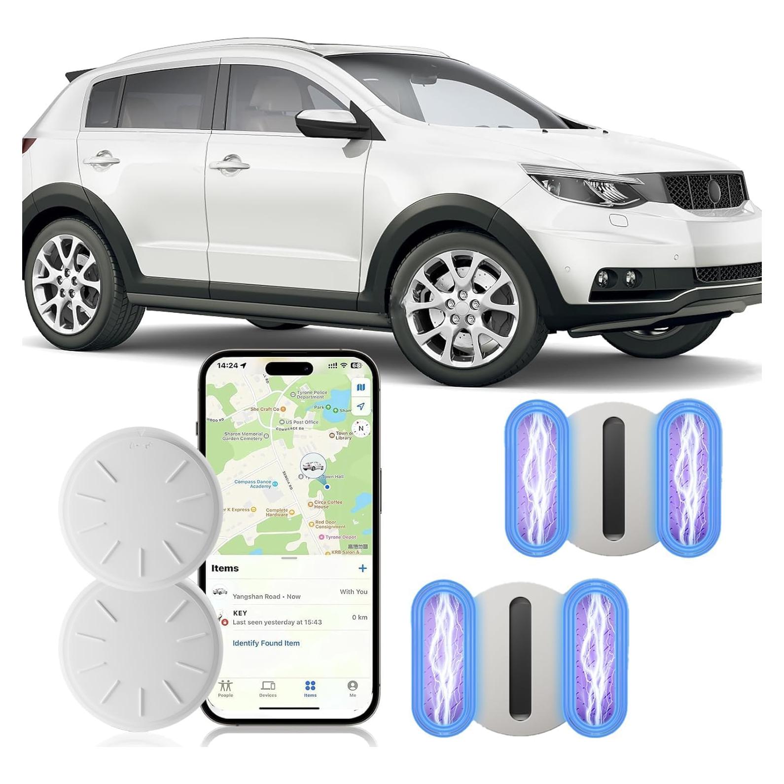 GPS Tracker for Vehicles,No Subscription Mini GPS Car Tracker,Anti-Theft Car Locator with Magnetic Case,Work with Apple Find My App(iOS Only) for Car,Kids,Elderly,Pets,Keys,Luggage-White,1PCS