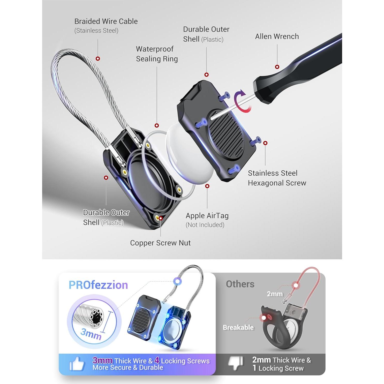 Soporte Seguro PROfezzion Negro y Rosa para AirTag