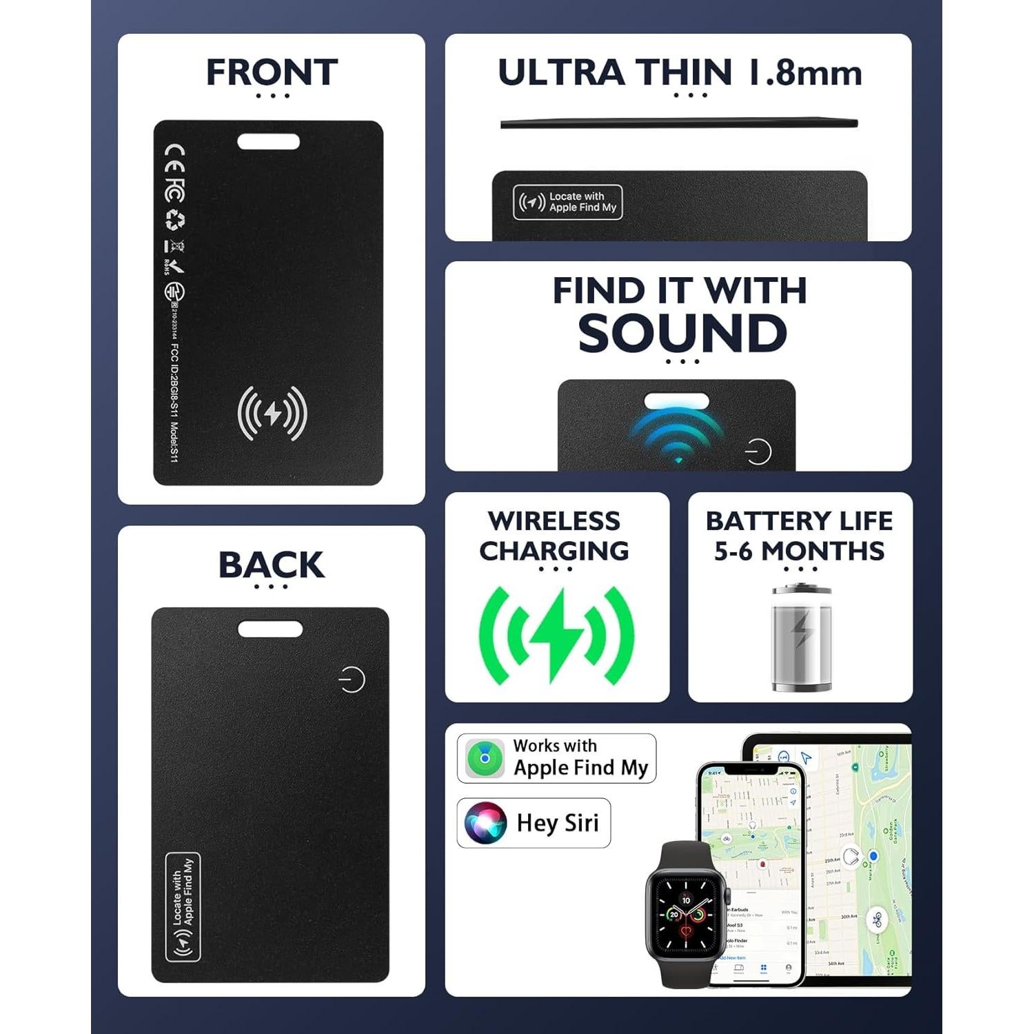 Tarjeta Rastreador Bluetooth Midlocater para iOS - Negro