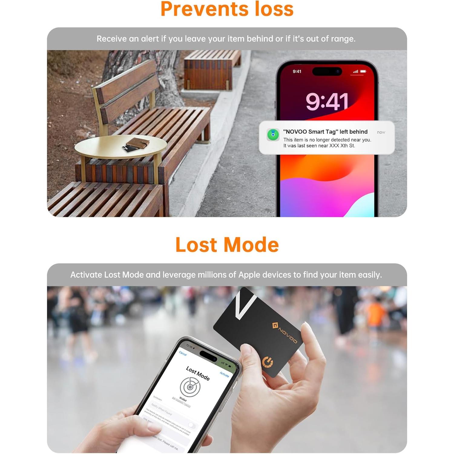 Rastreador Bluetooth NOVOO para Cartera - 1.6mm, IP68, 6 Años