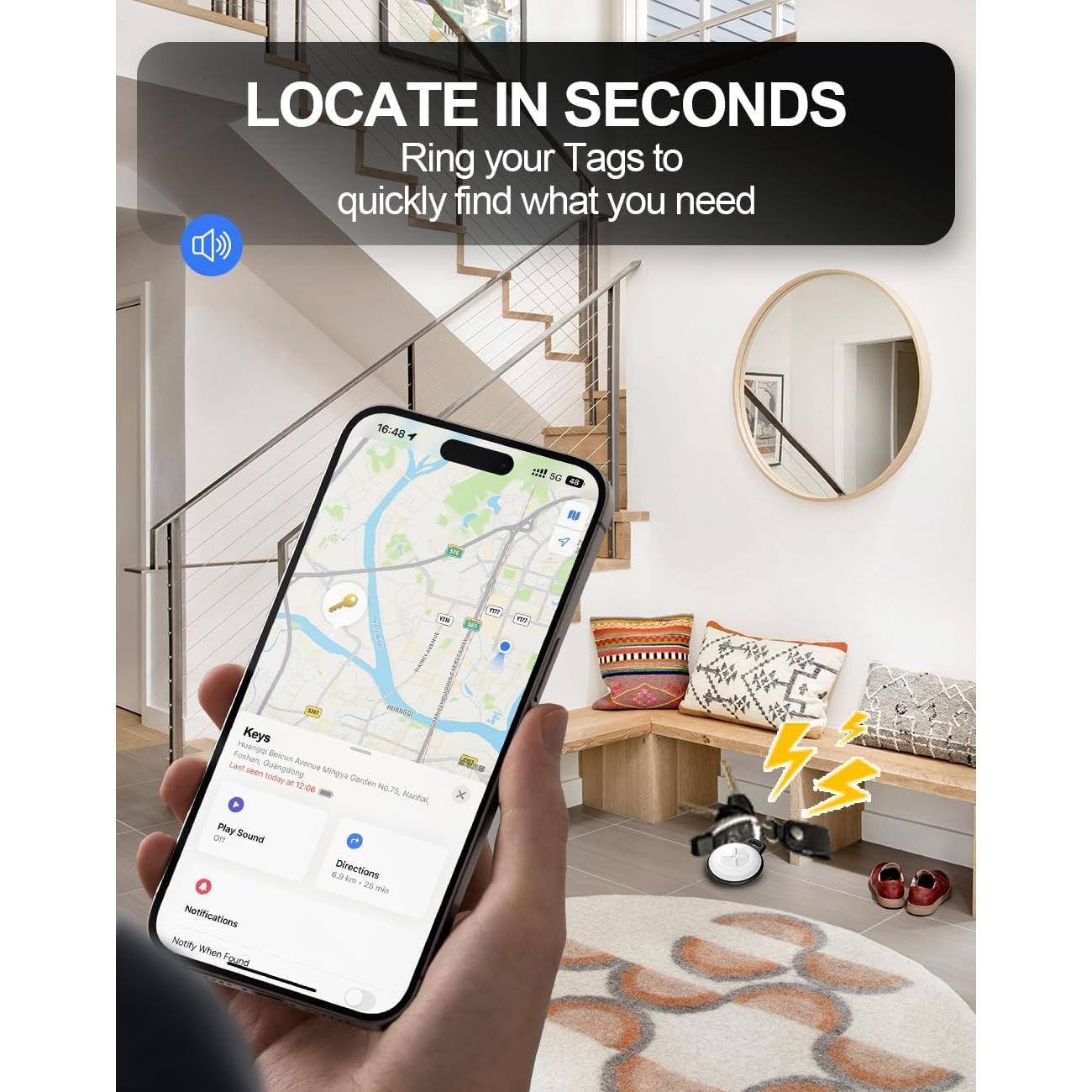 Rastreador de Llaves QNCZ - Paquete de 2, GPS para iOS