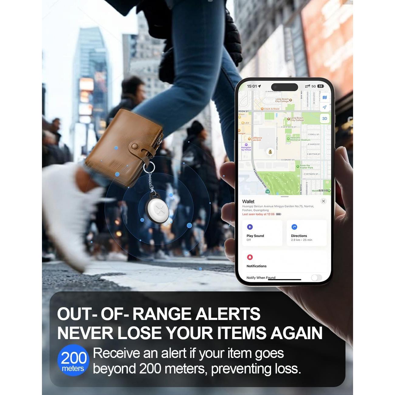 Rastreador de Llaves QNCZ - Paquete de 2, GPS para iOS