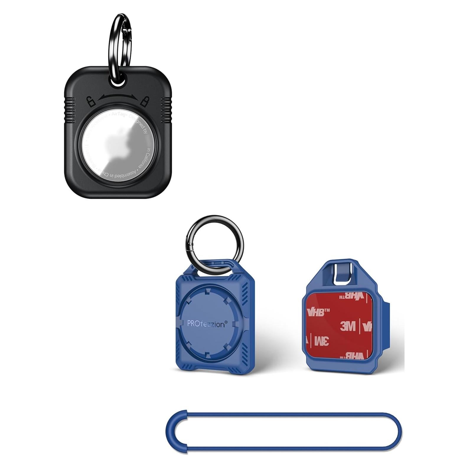 Soporte Seguro AirTag PROfezzion Negro y Azul con Cierre