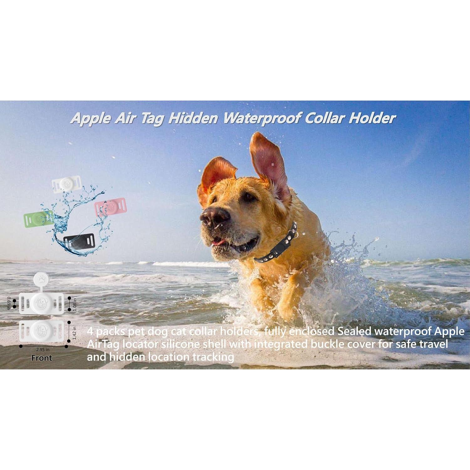 Soporte para Collar de Perro AirTag 4 Piezas Silicona Impermeable
