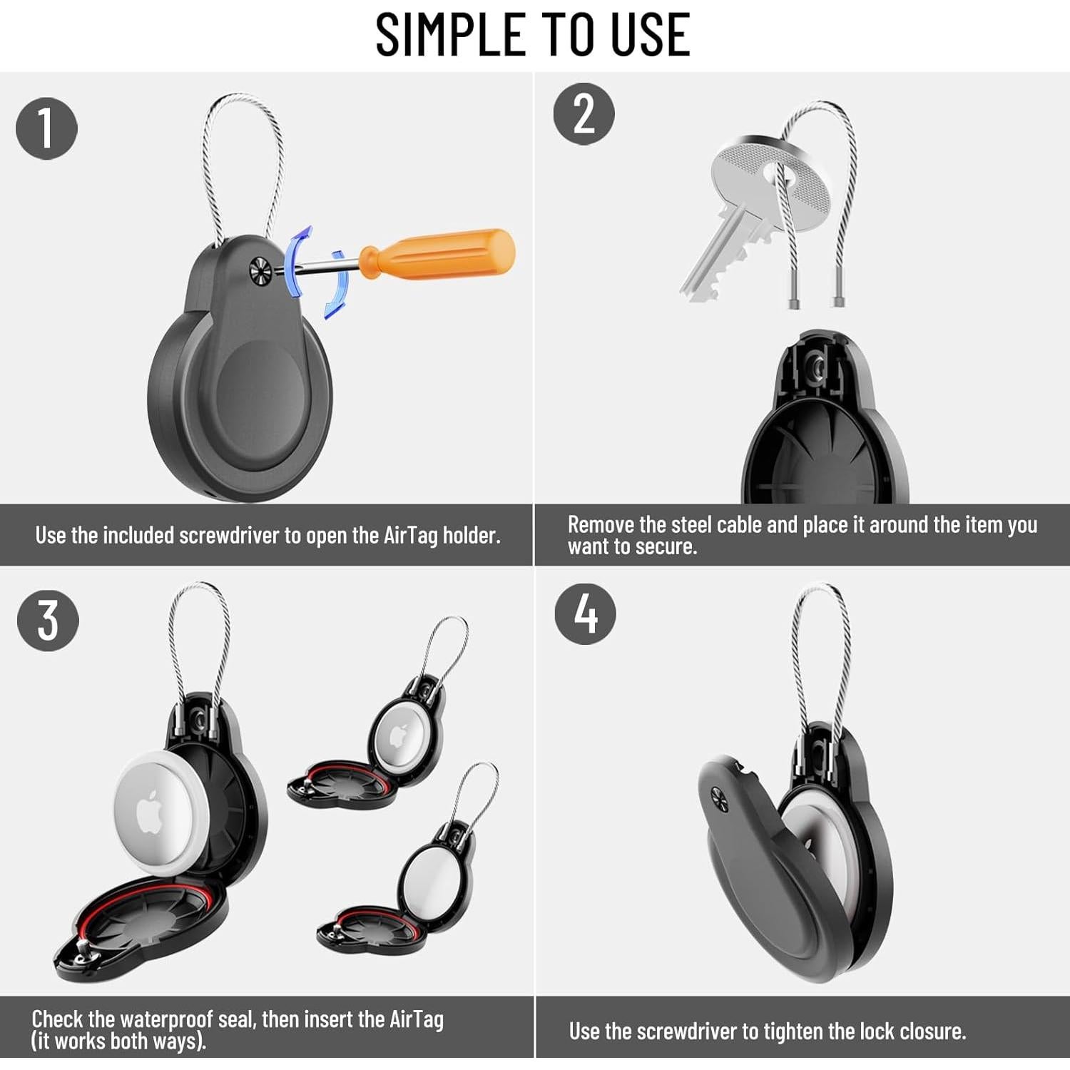 Soporte Airtag HOLIXCASE a prueba de agua IP68 - Paquete de 5