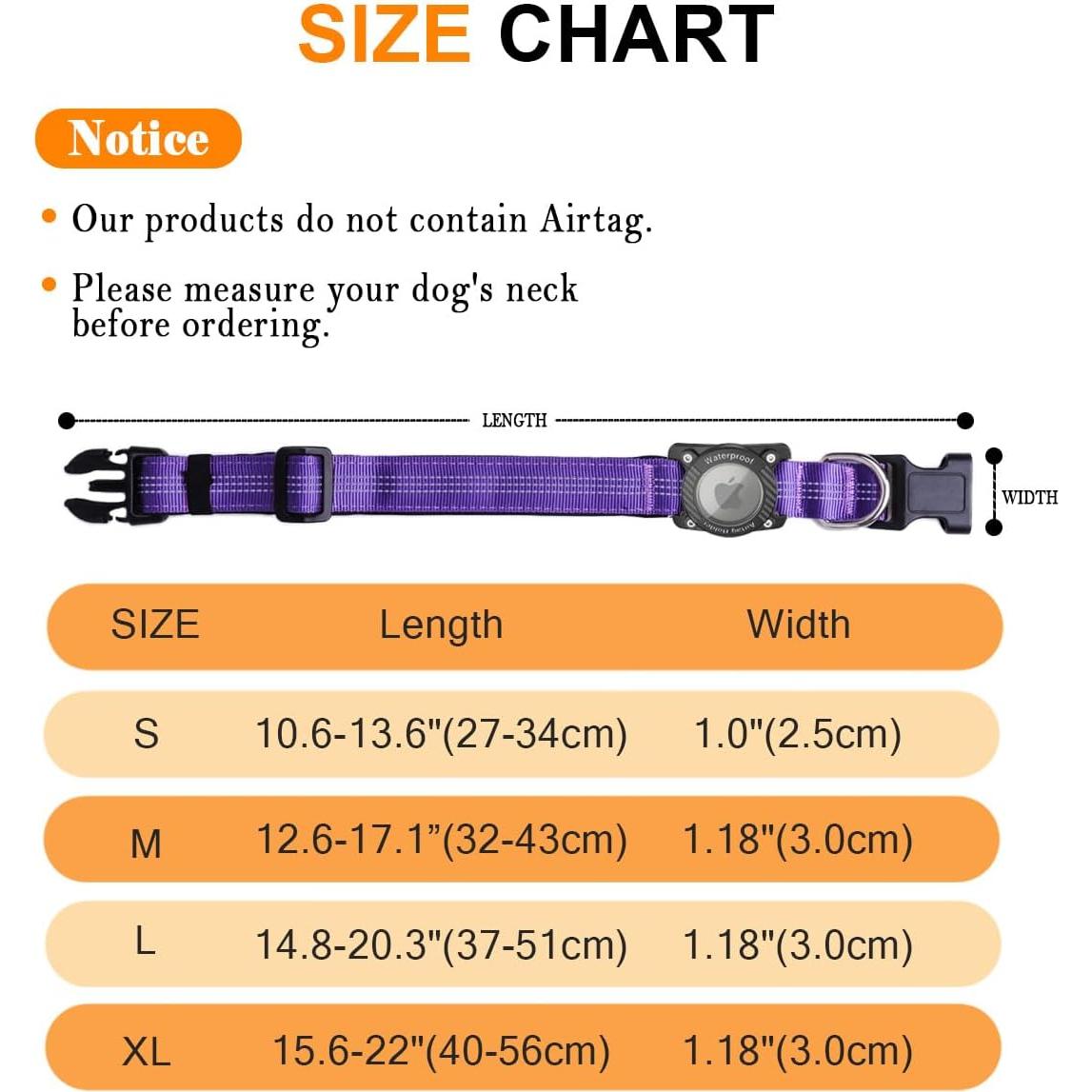 Collar para Perro AgoumLux AirTag S Púrpura Impermeable