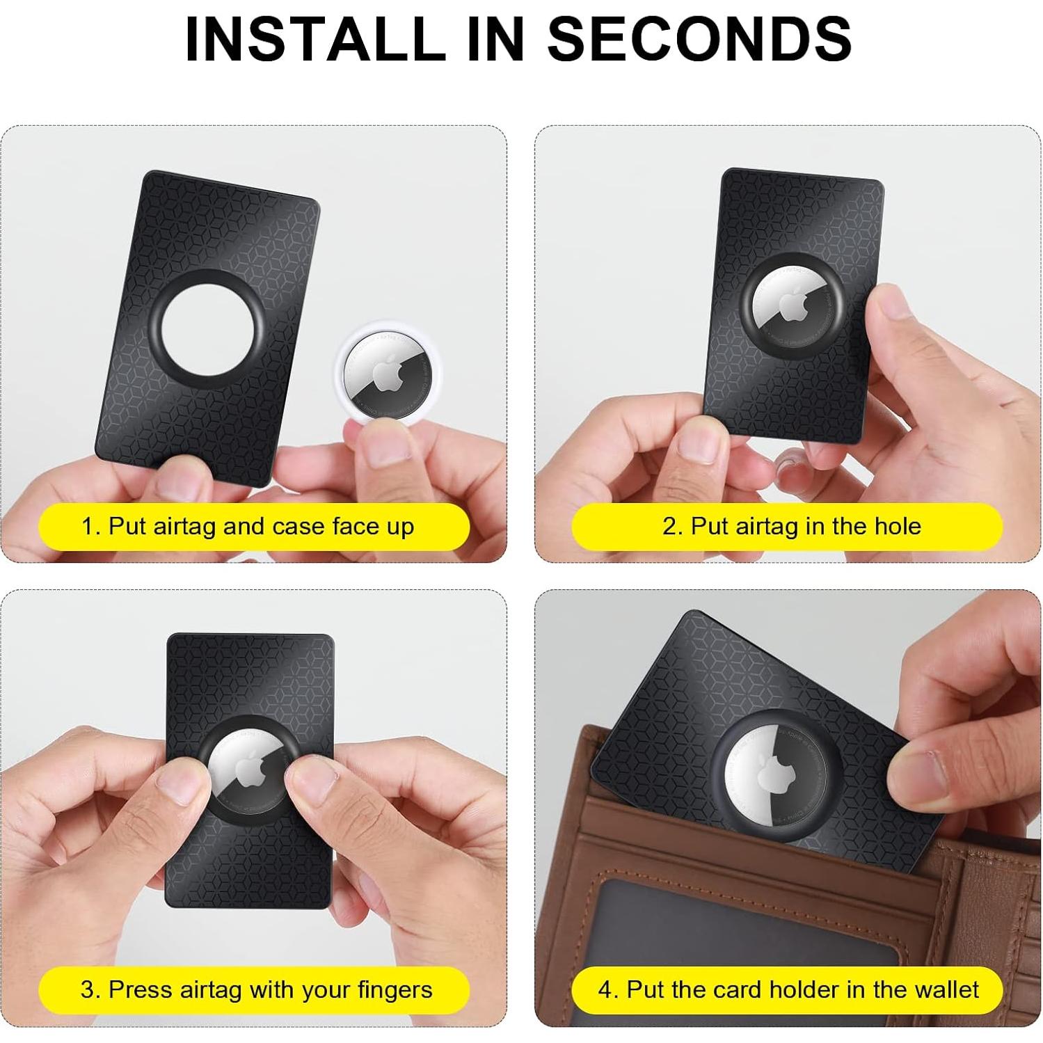 Soporte de billetera Airtag PerfiPro 4 Pack Ultra Delgado