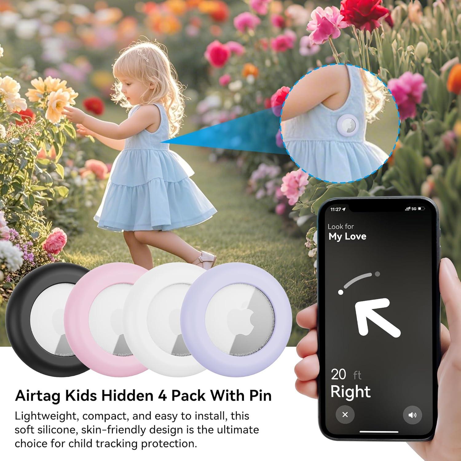 Funda Oculta para AirTag Apple - 4 Pack Niños Silicona