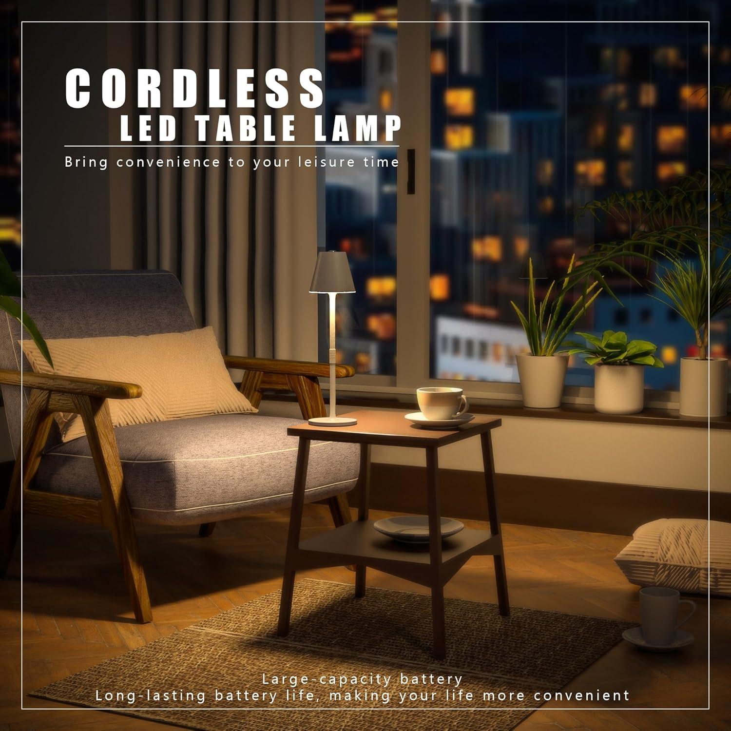 Lámpara de Mesa LED Timjorman Blanca Batería 5000mAh