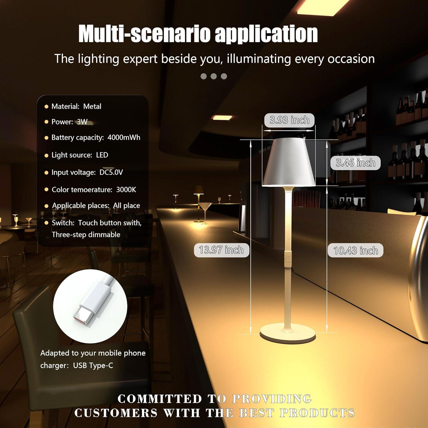 Lámpara de Mesa LED Timjorman Blanca Batería 5000mAh