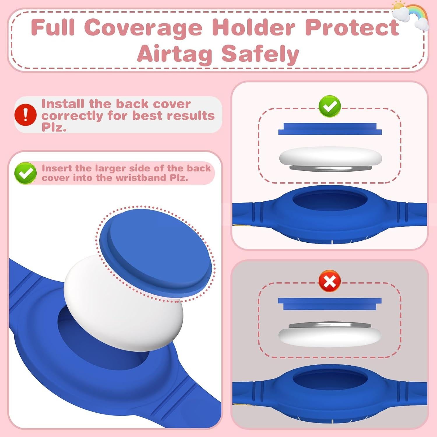 Paquete 2 Pulseras Impermeables Ekoonpft para AirTag Niños