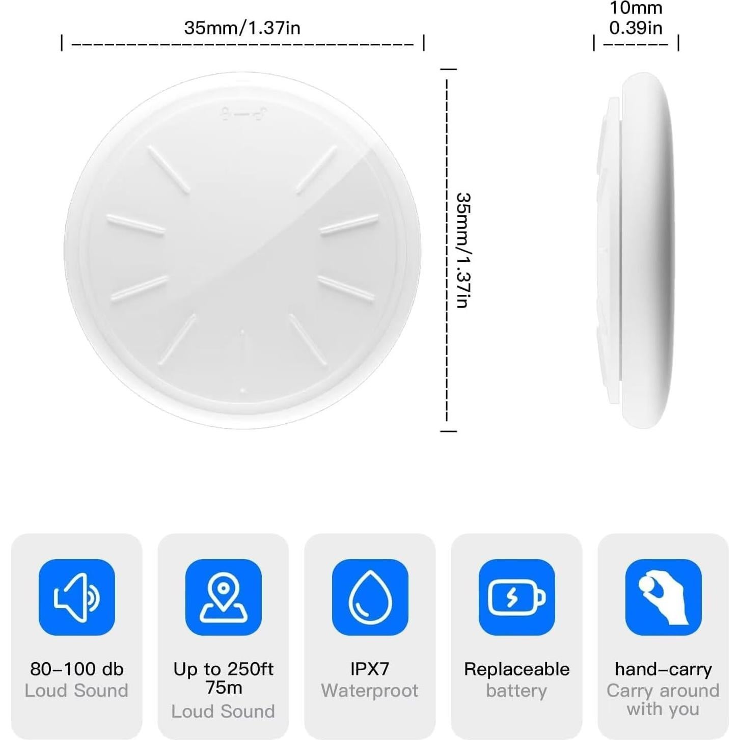 Rastreador Bluetooth TRZX, Paquete de 4, Ultra Delgado, 0.11 kg