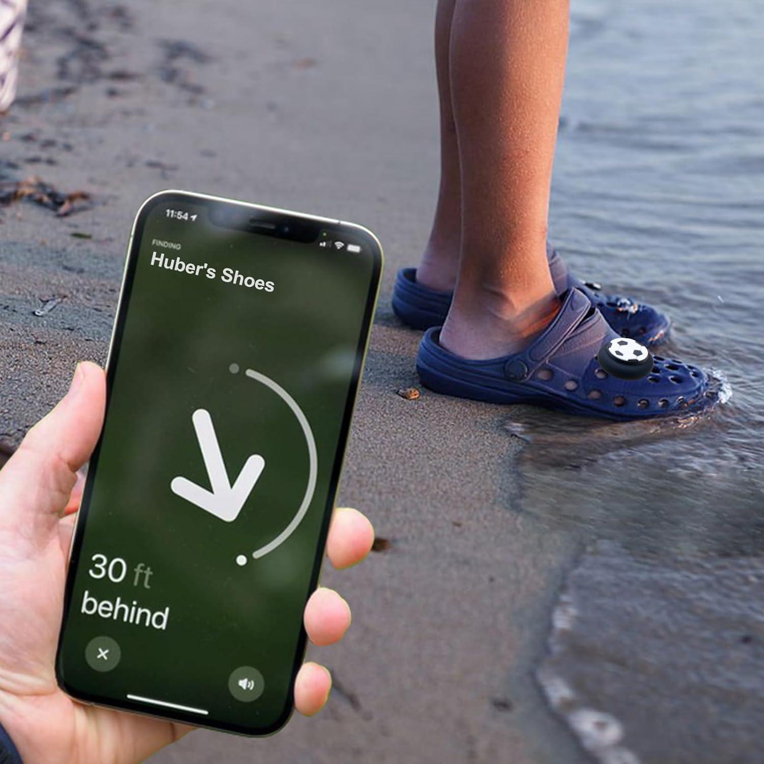 XEEWEN 2 Pack Waterproof Shoe Holder for Airtag - Kids Shoes Charms, 2 Pack Hidden Black Holder with 4 Ball Covers