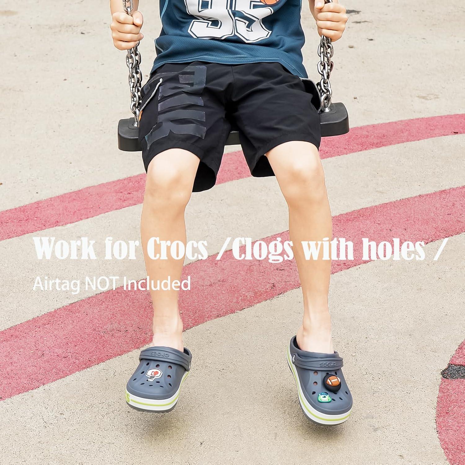 XEEWEN 2 Pack Waterproof Shoe Holder for Airtag - Kids Shoes Charms, 2 Pack Hidden Black Holder with 4 Ball Covers