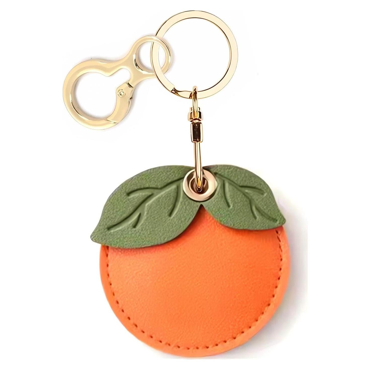 Funda de llavero de cuero BORKUANA para AirTag - Caqui