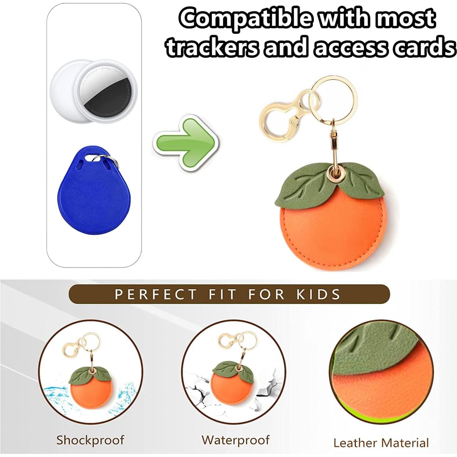 Funda de llavero de cuero BORKUANA para AirTag - Caqui