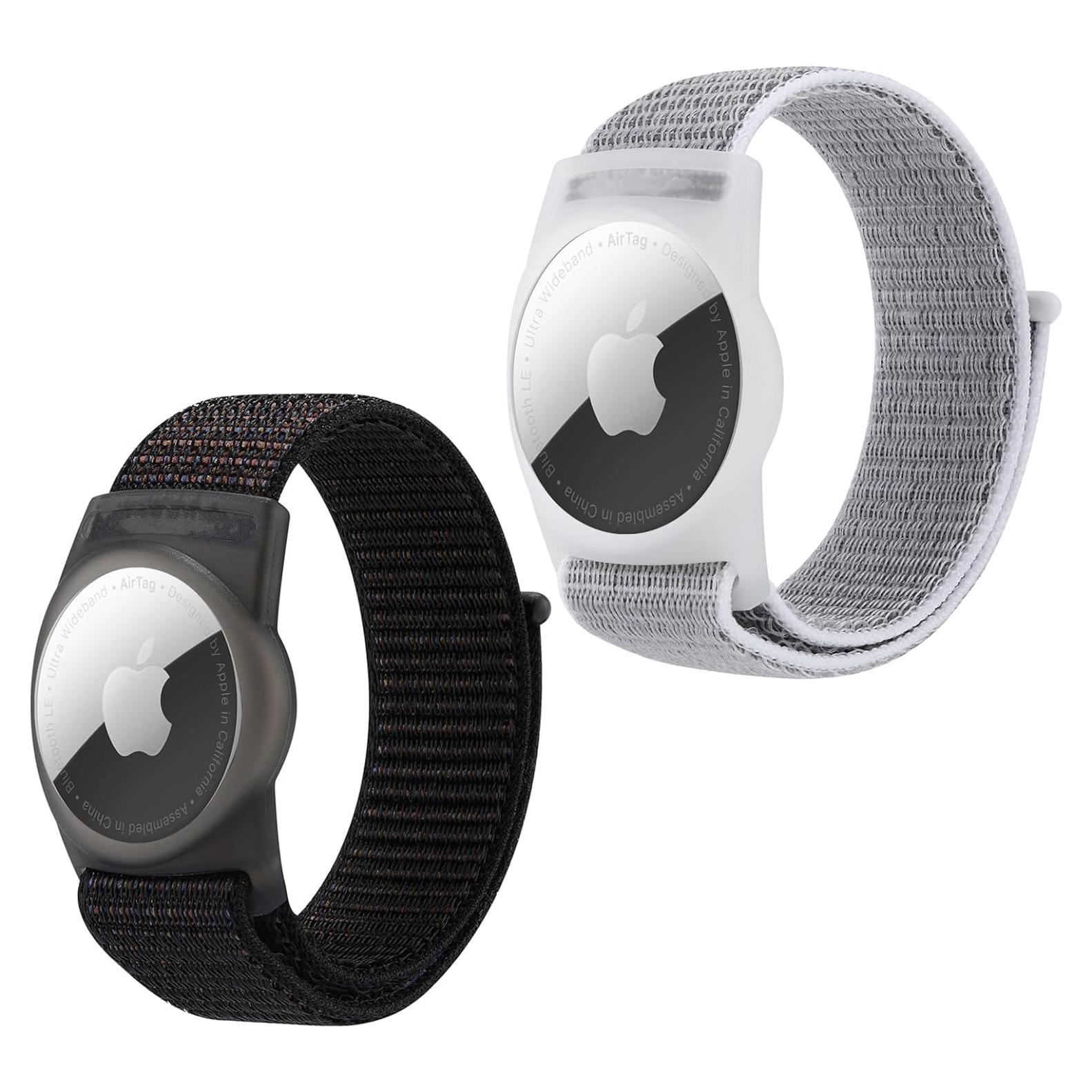 2 Pulseras de Nylon para AirTag Orisell Negro-Gris