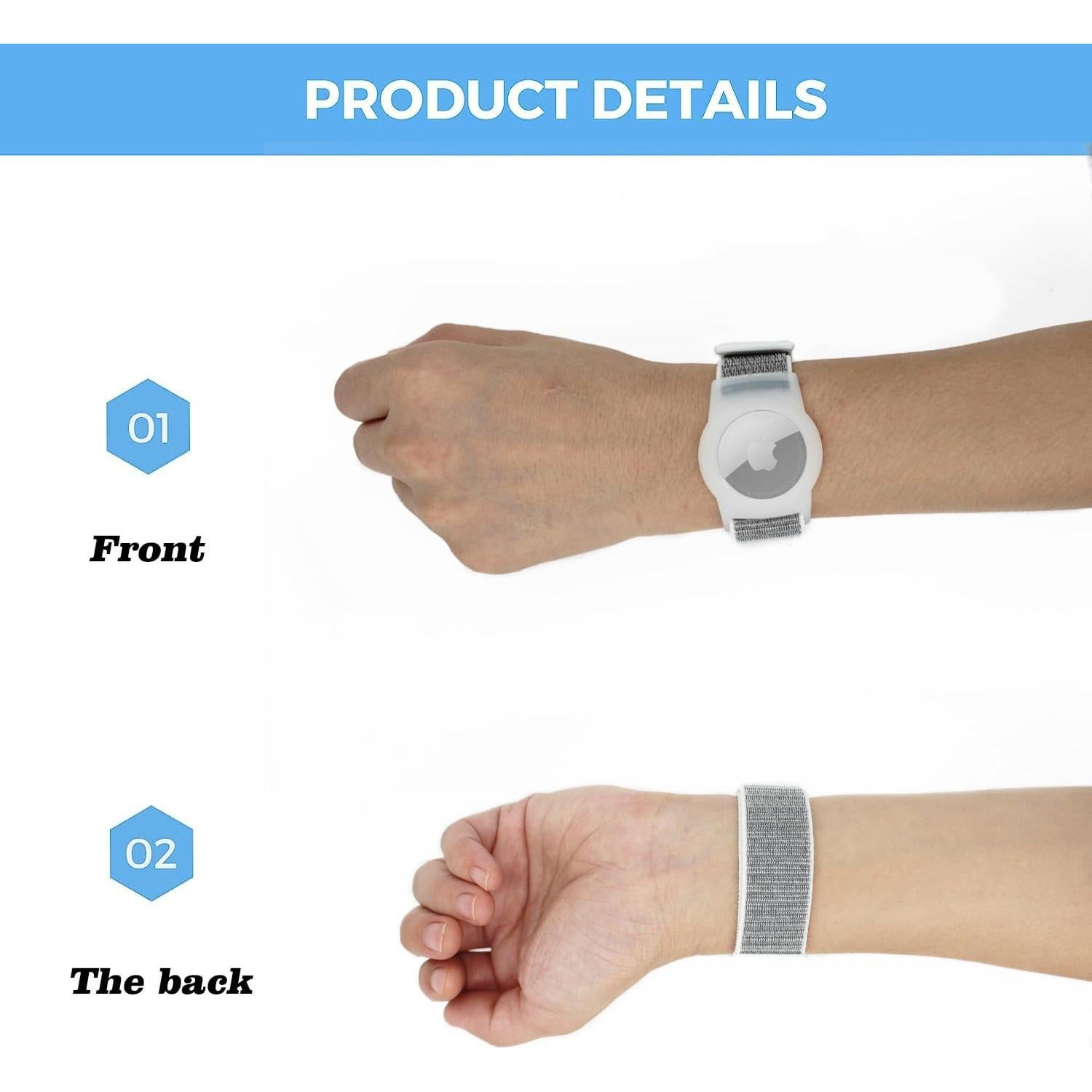 2 Pulseras de Nylon para AirTag Orisell Negro-Gris