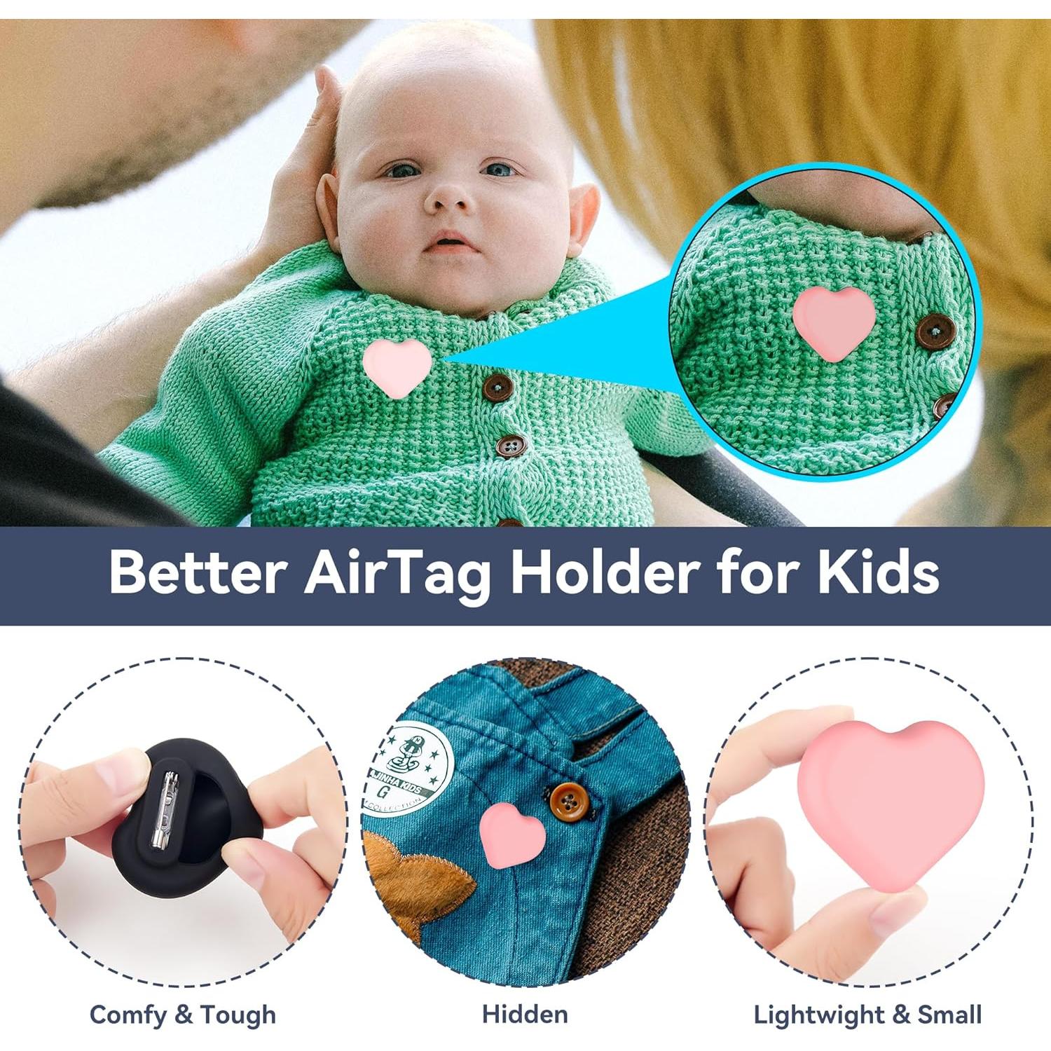 Soporte DDJ para AirTag Niños 2 Piezas Silicona Oculta